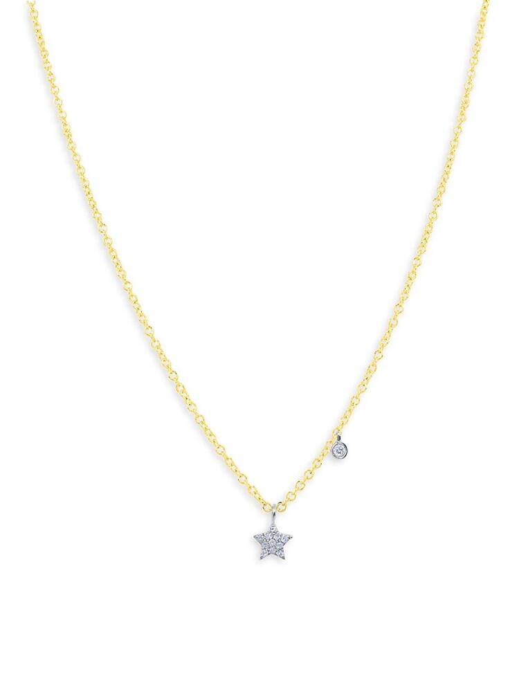 Meira T Women's 14K Two Tone Gold & Diamond Star Pendant Necklace Cover