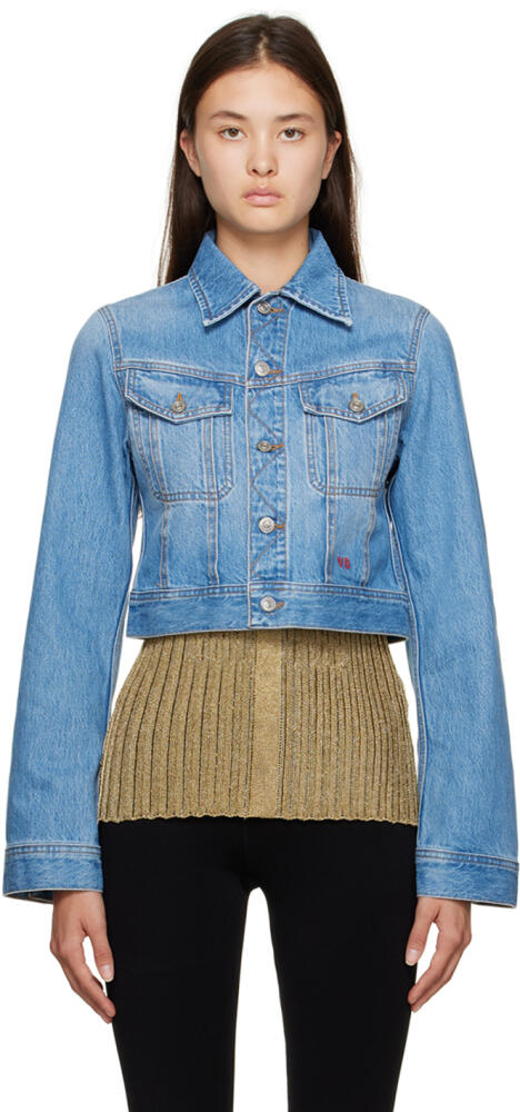 Victoria Beckham Blue Shrunken Denim Jacket Cover