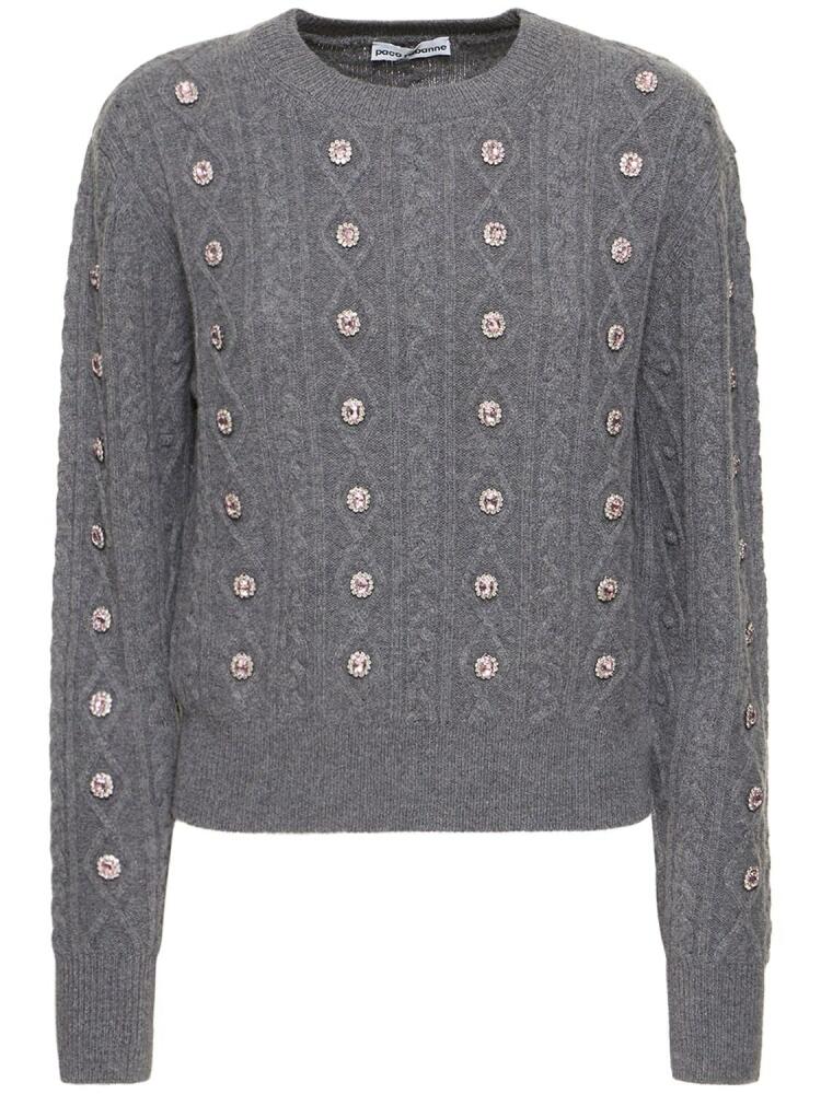 RABANNE Wool & Cashmere Knit Sweater W/crystals Cover