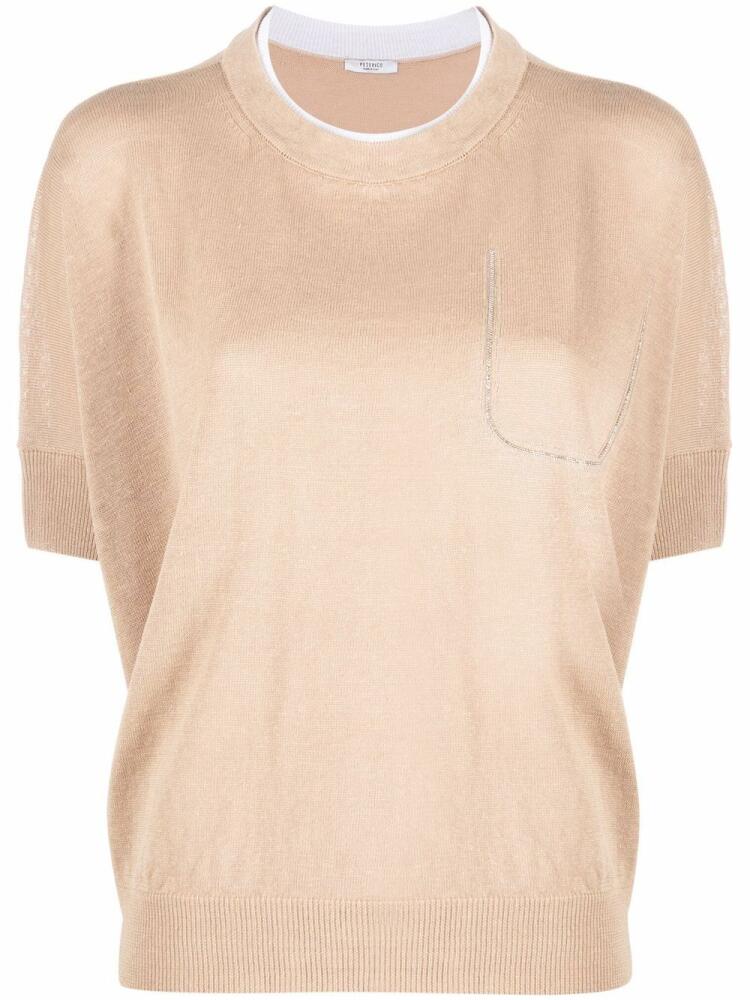 Peserico layered-neckline T-shirt - Neutrals Cover