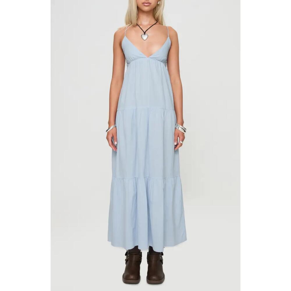 Princess Polly Chelsea Tiered Maxi Dress in Blue Cover