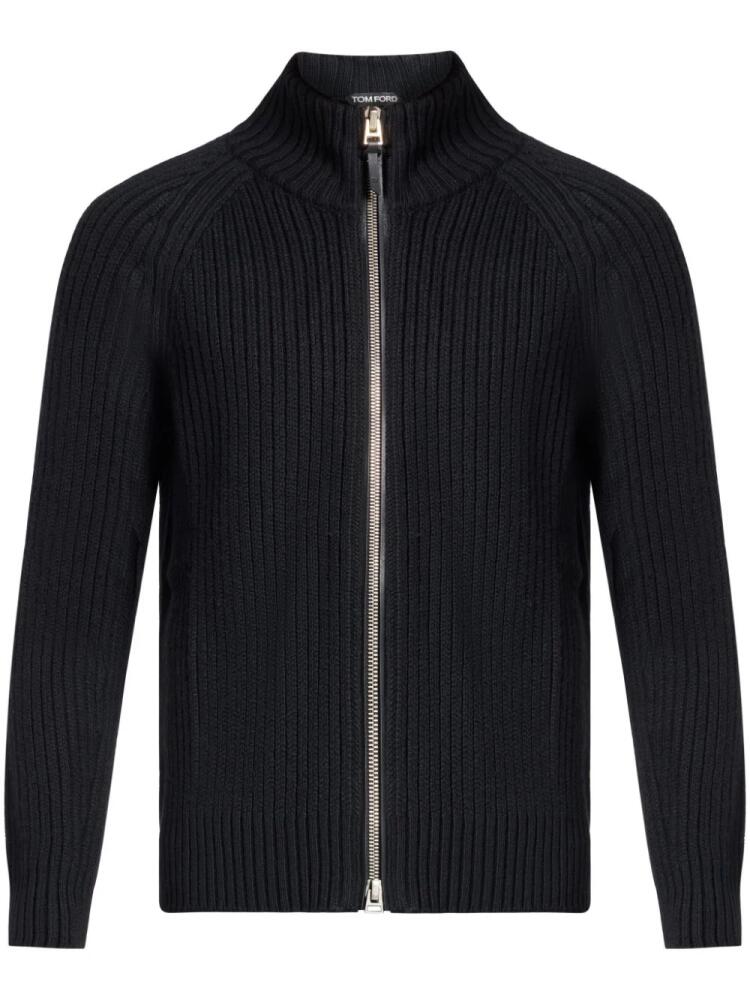 TOM FORD ribbed-knit zip-up cardigan - Black Cover