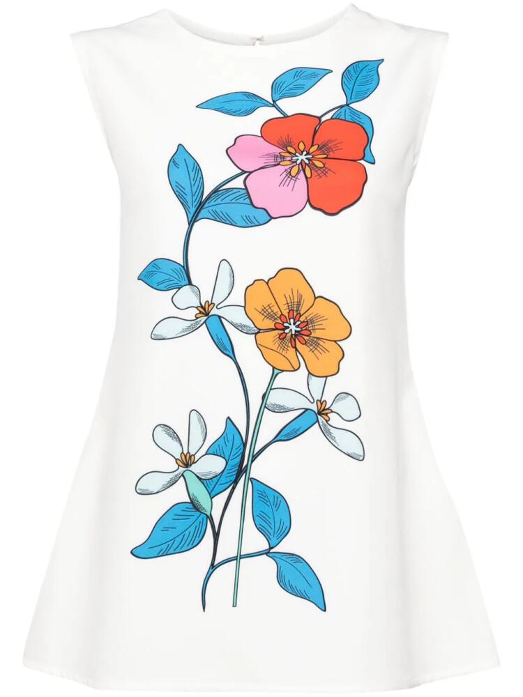 Bambah White Hibiscus Sleeveless Tunic Cover