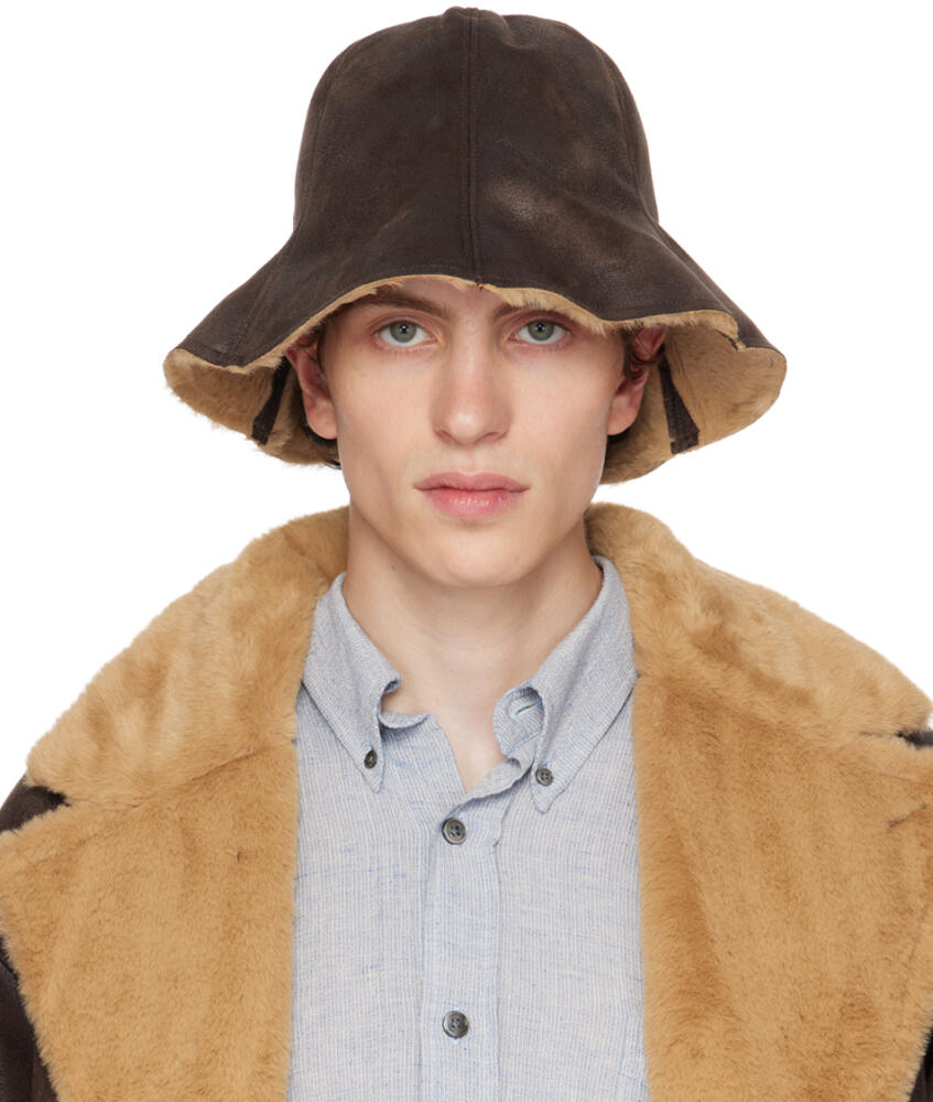 Séfr Brown Koji Faux-Suede Bucket Hat Cover