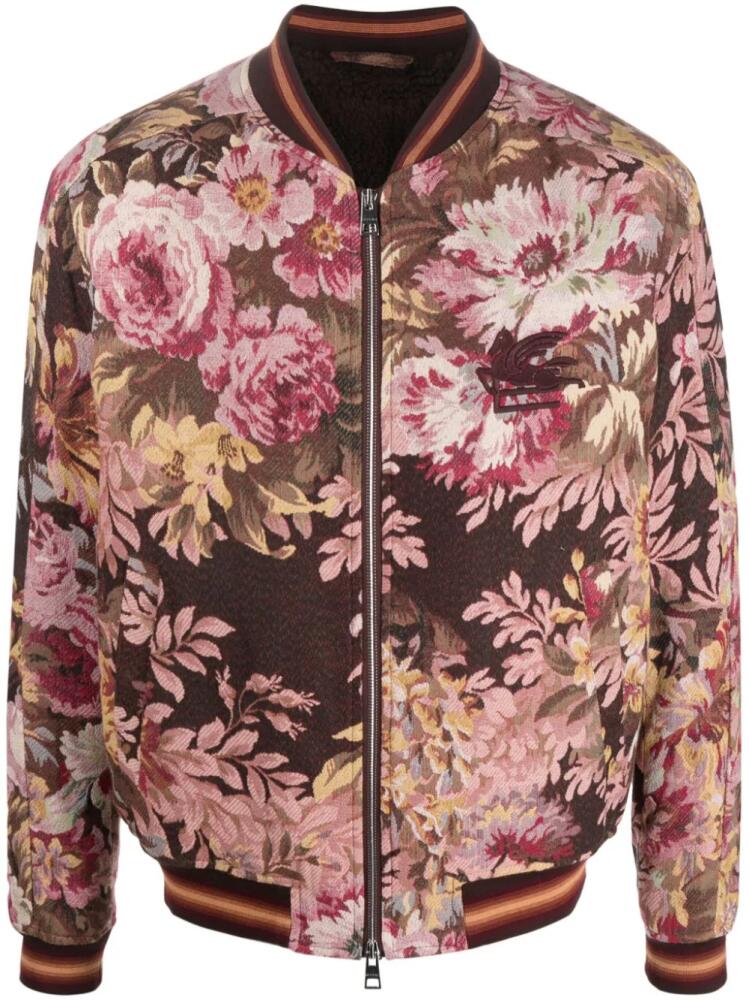 ETRO floral-print zip-up bomber jacket - Brown Cover