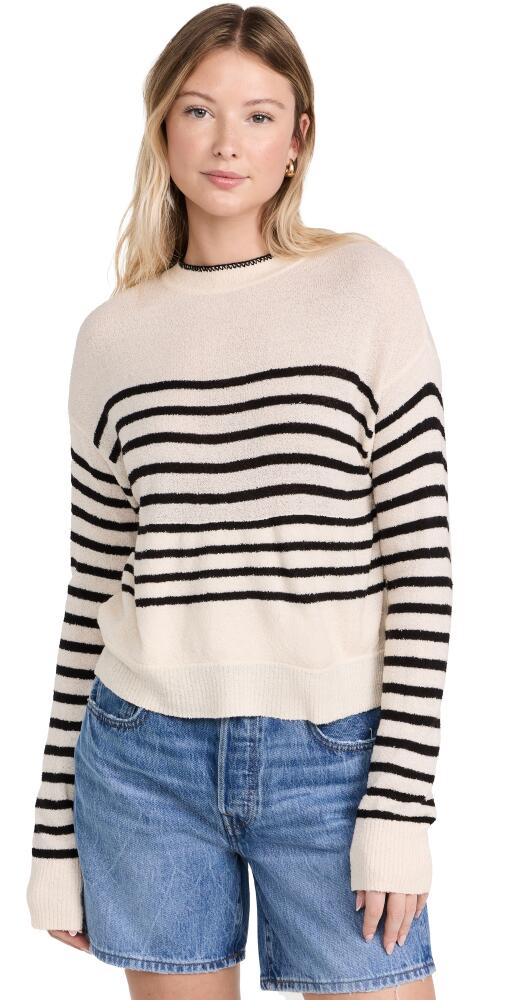 MONROW Boucle Knit Stripe Sweater Cream/Black Cover