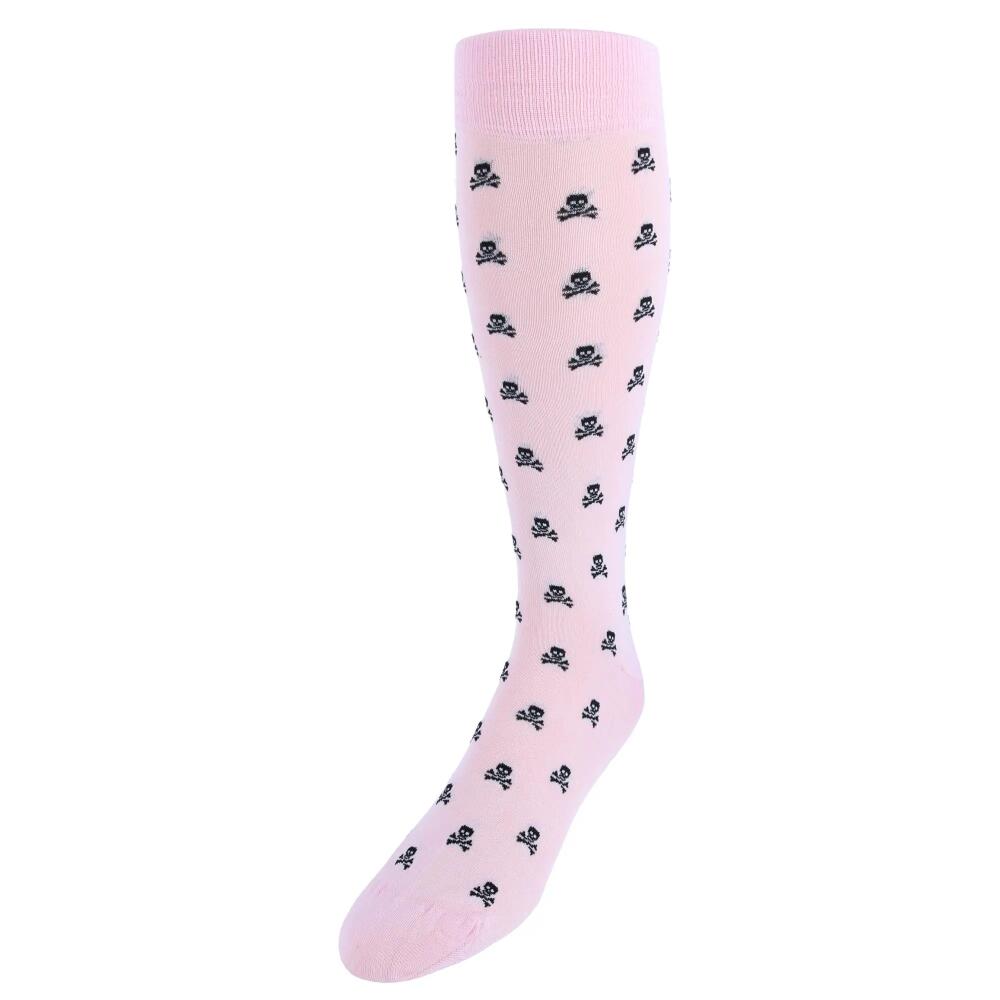 Trafalgar Rodger Skull and Cross Bones Over The Calf Mercerized Cotton Socks in Pink Cover