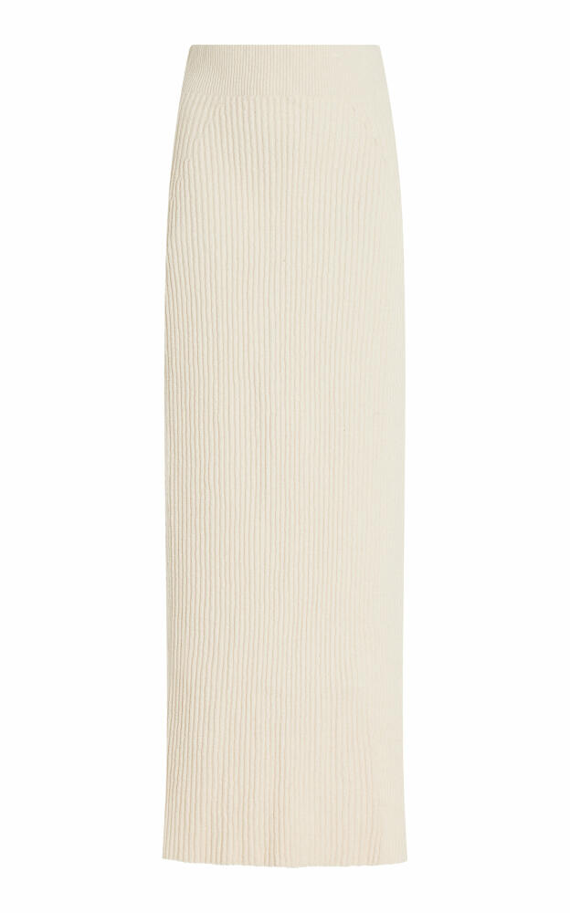 Toteme - Cotton-Blend Ribbed Boucl-Knit Midi Skirt - White Cover