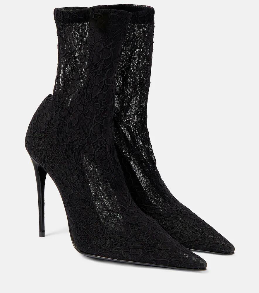 Dolce & Gabbana Lollo lace and leather ankle boots Cover