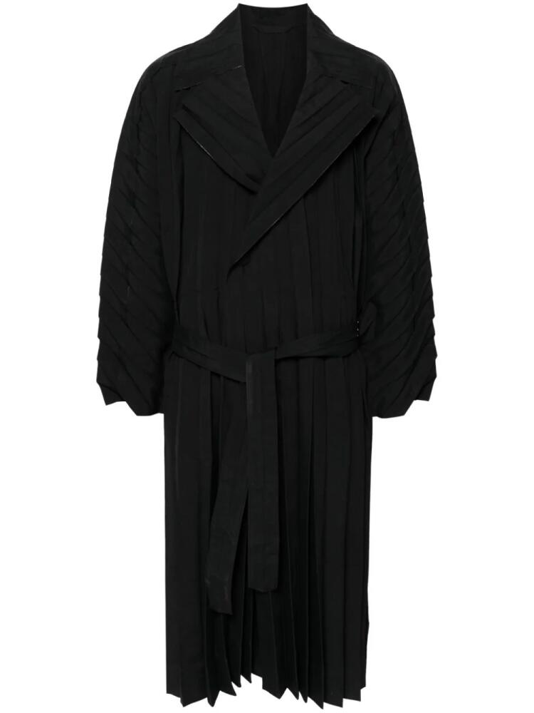 Homme Plissé Issey Miyake Edge pleated long coat - Black Cover