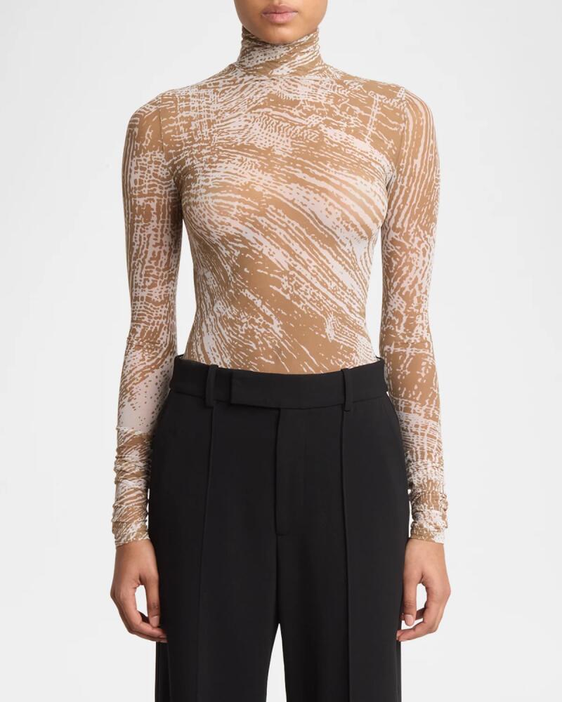 Proenza Schouler Rio Abstract-Print Tulle Jersey Turtleneck Top Cover