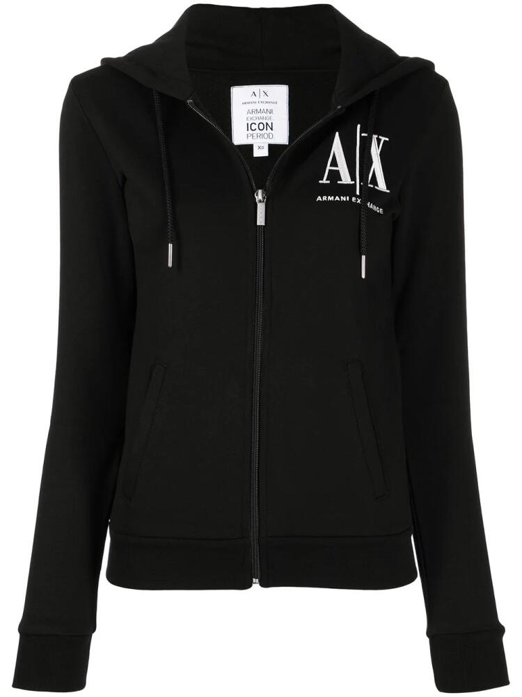 Armani Exchange logo-print zip-up hoodie - Black Cover