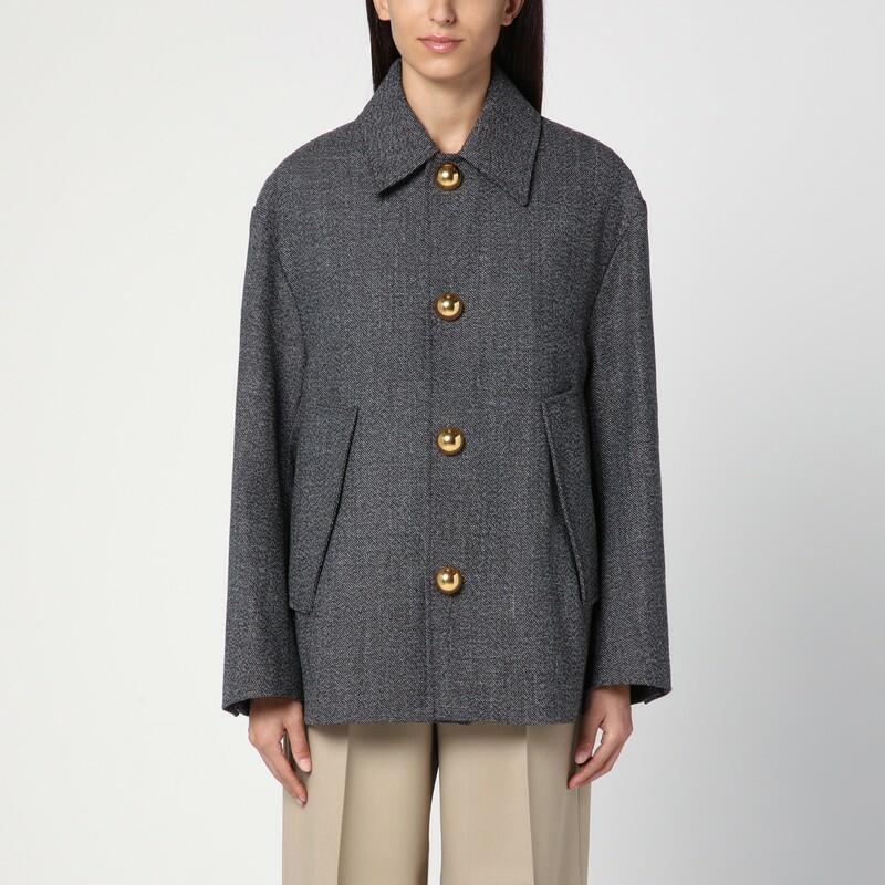 Ami Paris Short oversized coat with brown weave in wool blend Cover