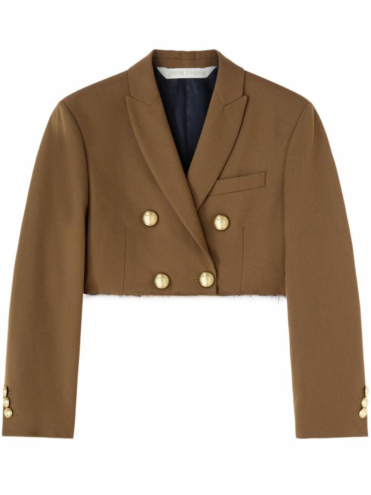 Palm Angels double-breasted cropped blazer - Brown Cover