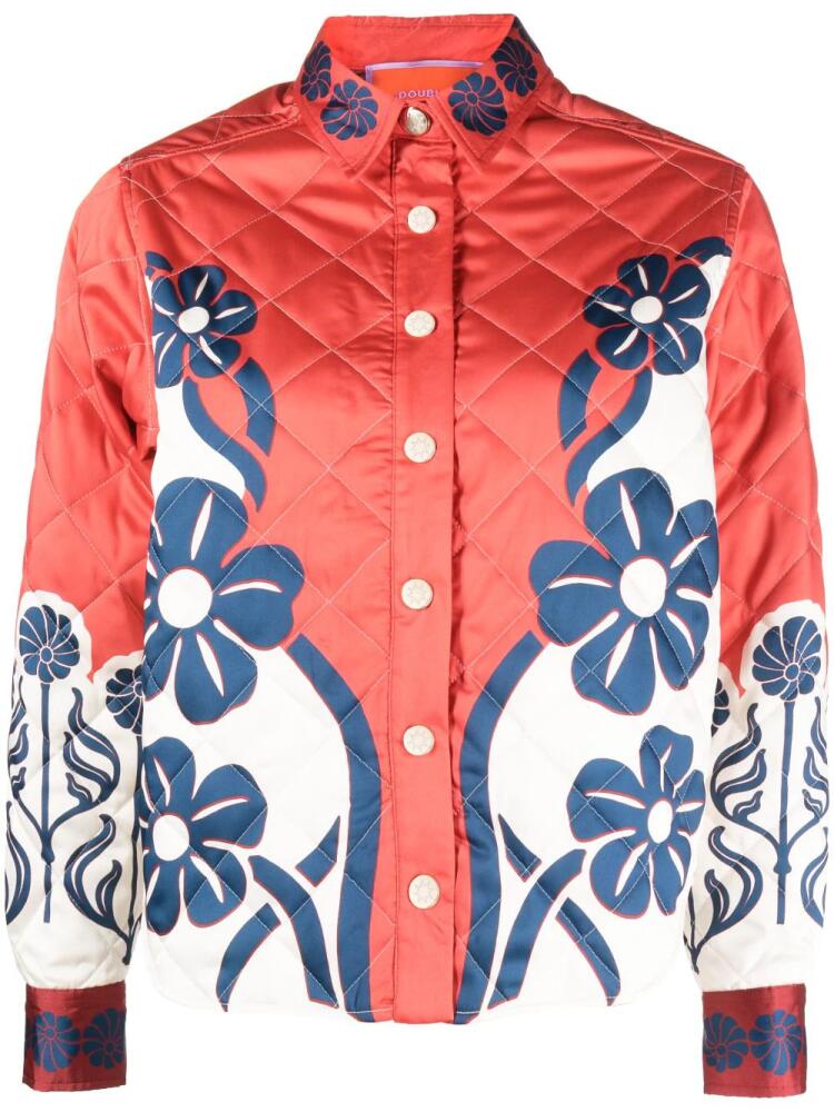 La DoubleJ Edie floral-print quilted jacket - Red Cover