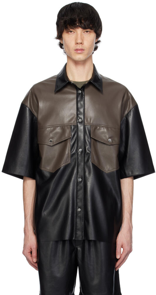 Nanushka Black & Brown Mance Vegan Leather Shirt Cover