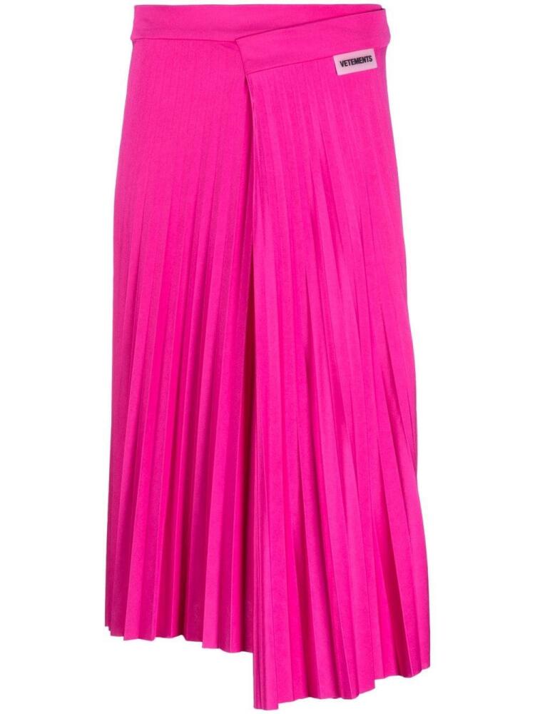 VETEMENTS asymmetric pleated midi skirt - Pink Cover