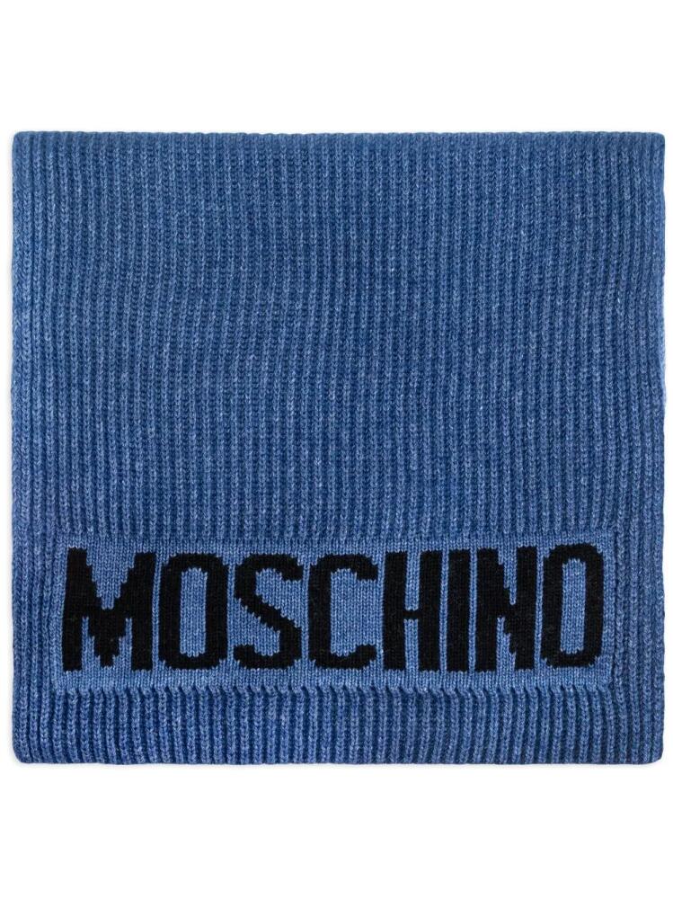 Moschino intarsia-knit logo scarf - Blue Cover