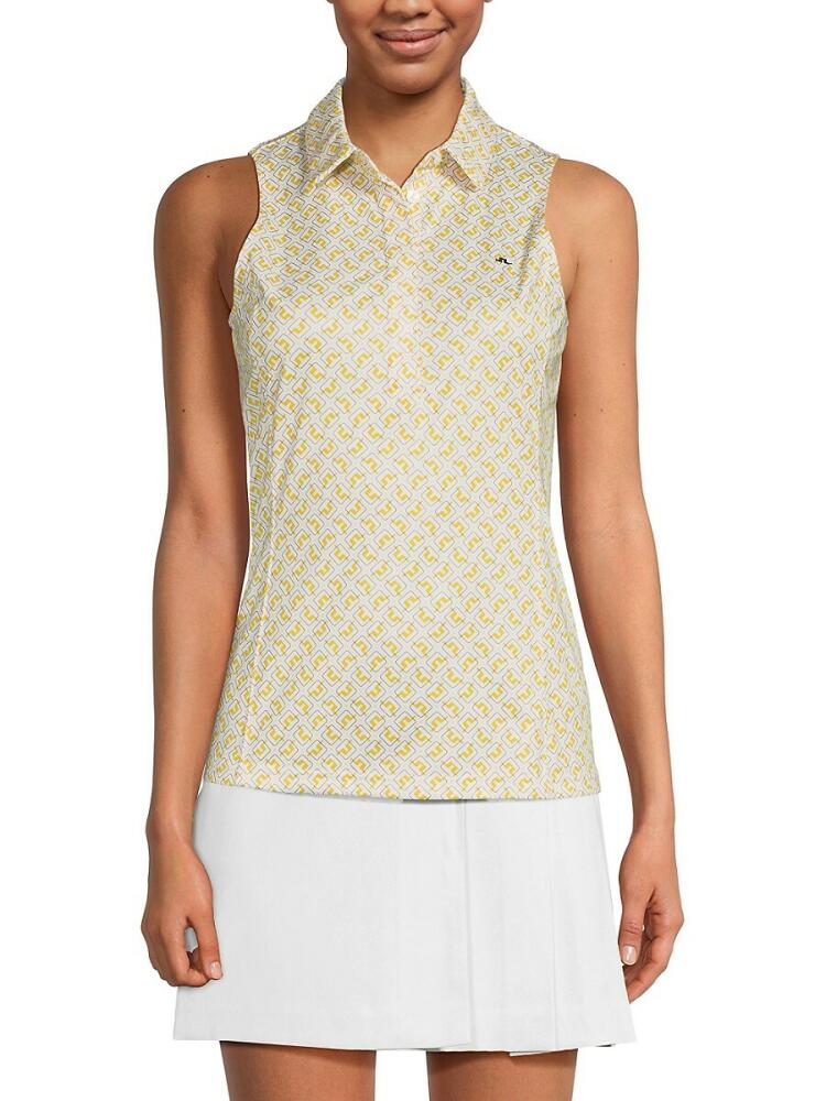 J. Lindeberg Women's Dena Sleeveless Polo - White Multi Cover