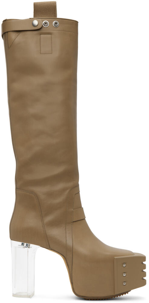 Rick Owens Taupe Pull On Platform Boots Cover