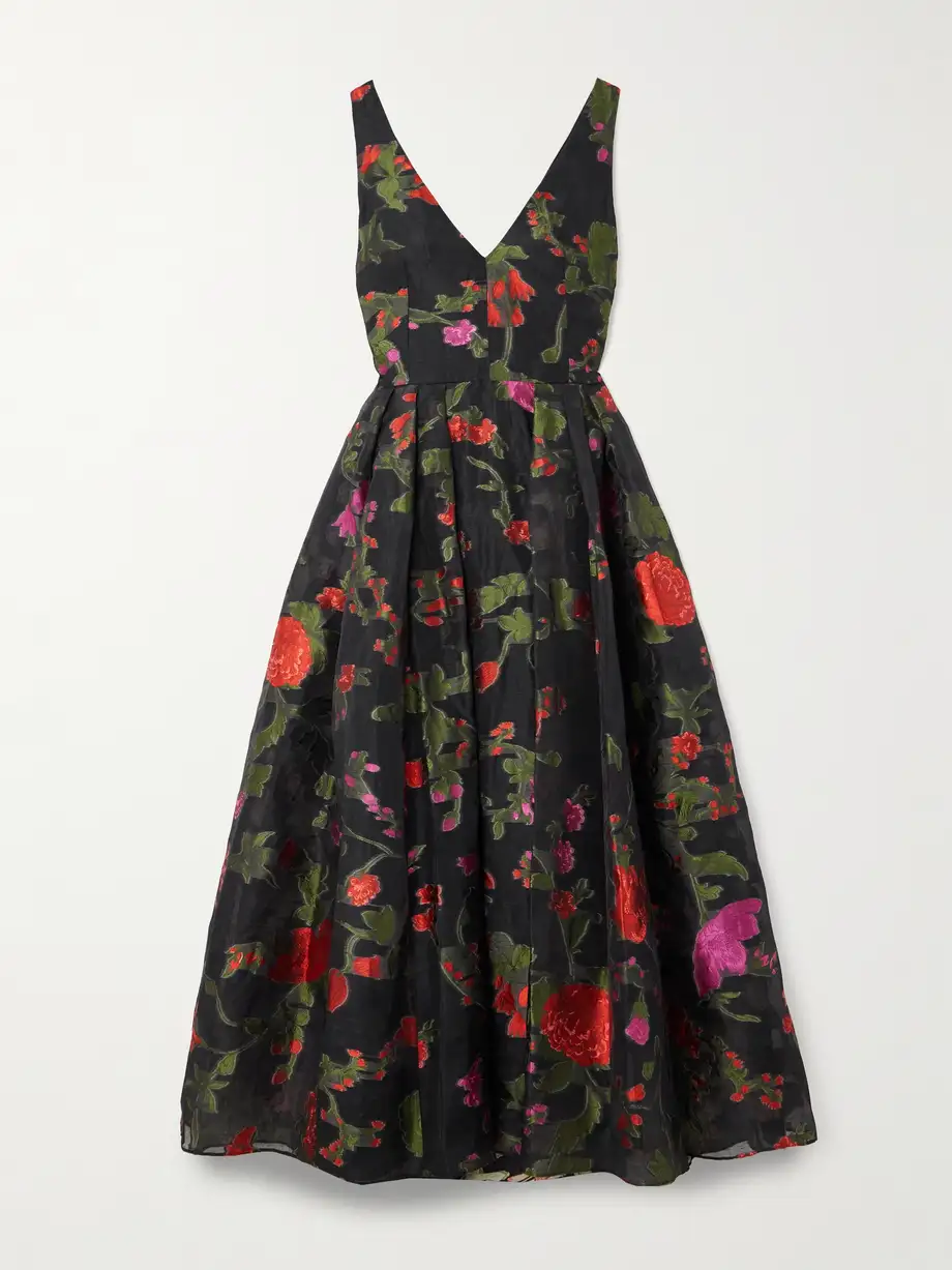 Erdem - Fil-coupé Organza Midi Dress - Red Cover