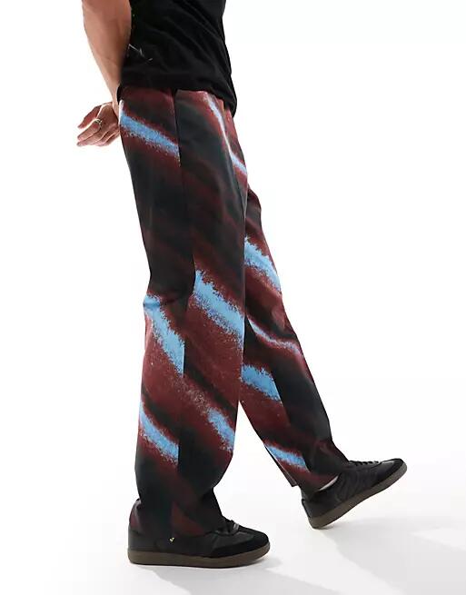 ASOS DESIGN wide leg pants in brown ombre print-Multi Cover