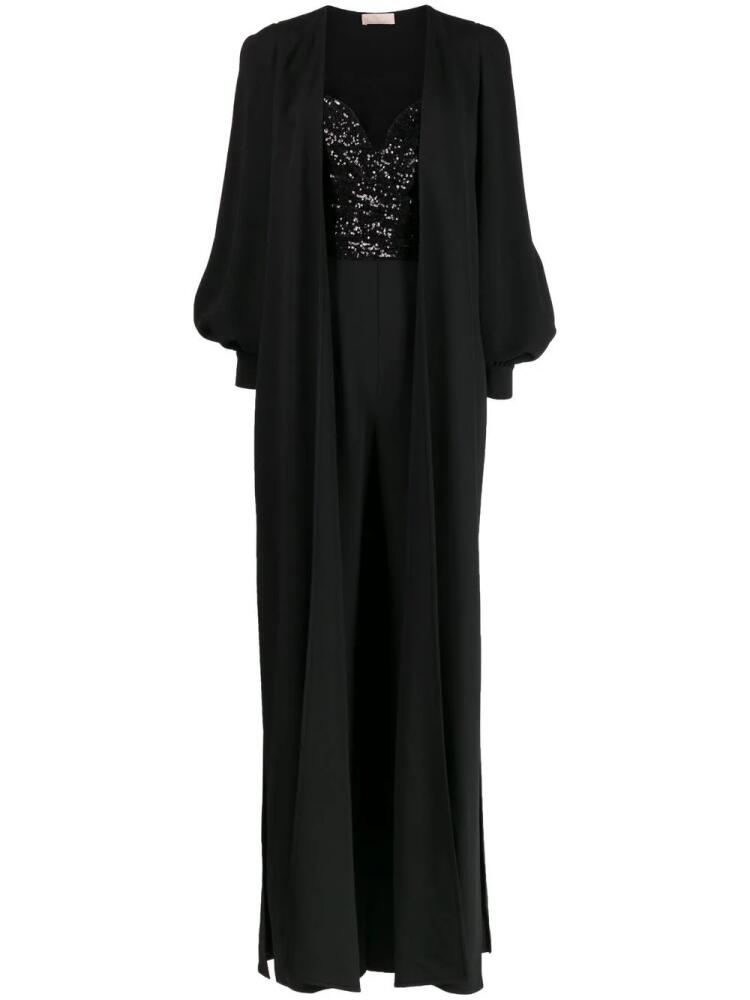 Elie Saab cape-detail sequined jumpsuit - Black Cover