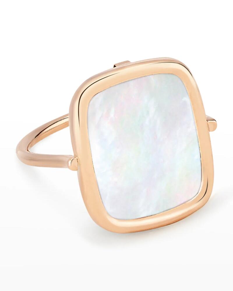 GINETTE NY Rose Gold White Mother-of-Pearl Antiqued Ring Cover