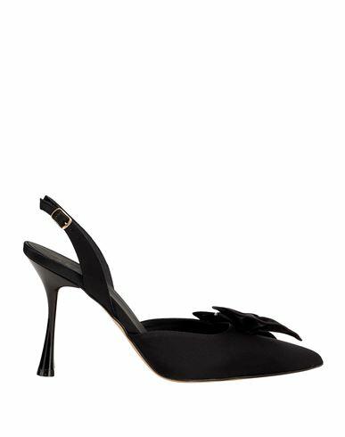 8 By Yoox Satin Sling-back W/ Bow Woman Pumps Black PES - Polyethersulfone Cover