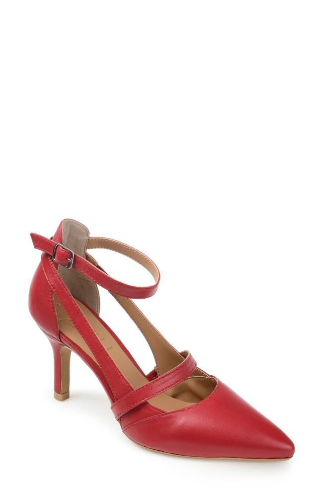 Journee Signature Vallerie Pointed Toe Pump in Red Leather Cover