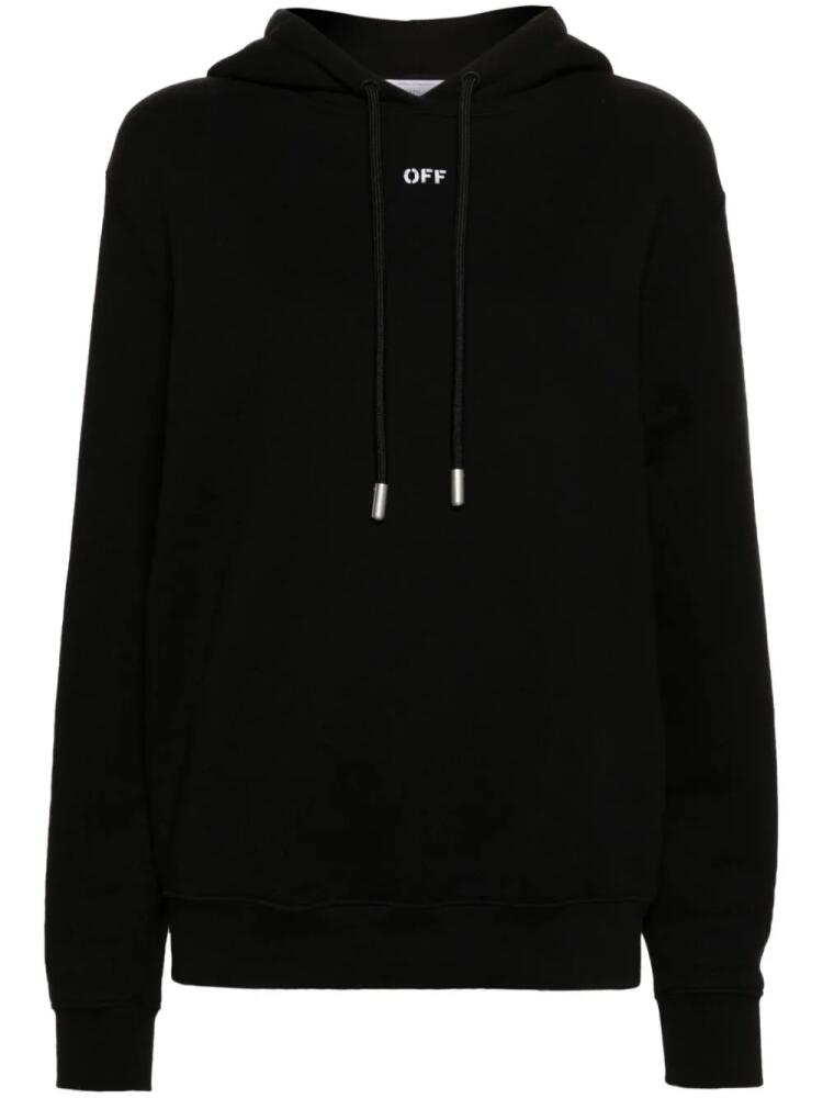 Off-White Diag-stripe embroidered cotton hoodie - Black Cover