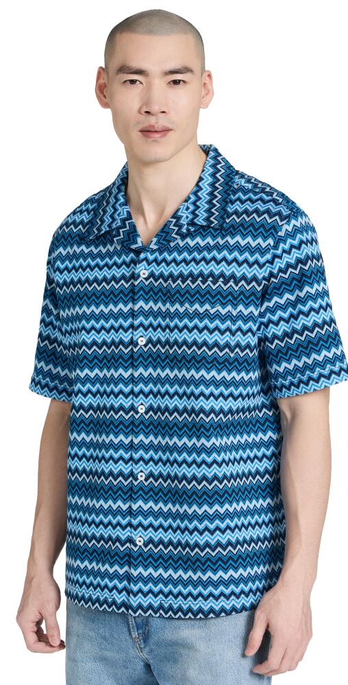 Missoni Short Sleeve Shirt Blue Tones Zig Zag Cover