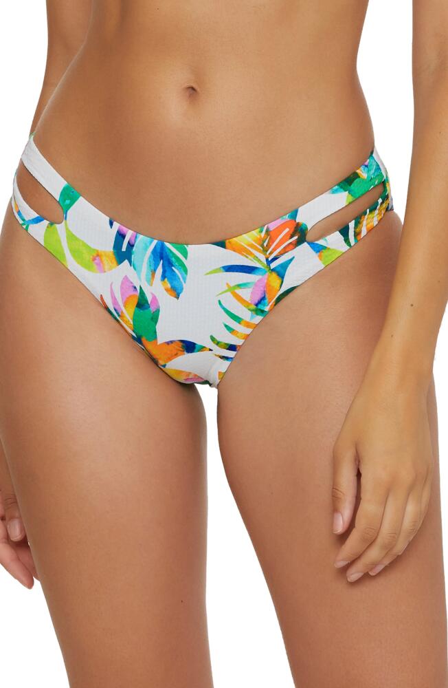 Becca Isla Verde Seersucker Bikini Bottoms in White Multi Cover