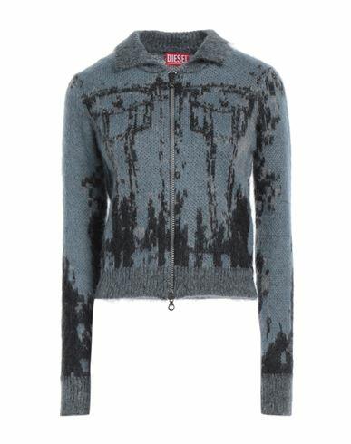 Diesel Woman Cardigan Slate blue Mohair wool, Nylon, Wool Cover