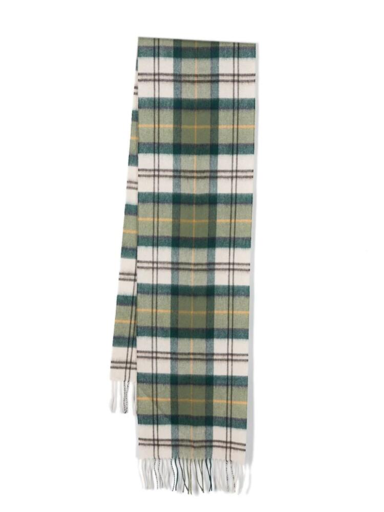 Barbour tartan-pattern fringed scarf - Green Cover