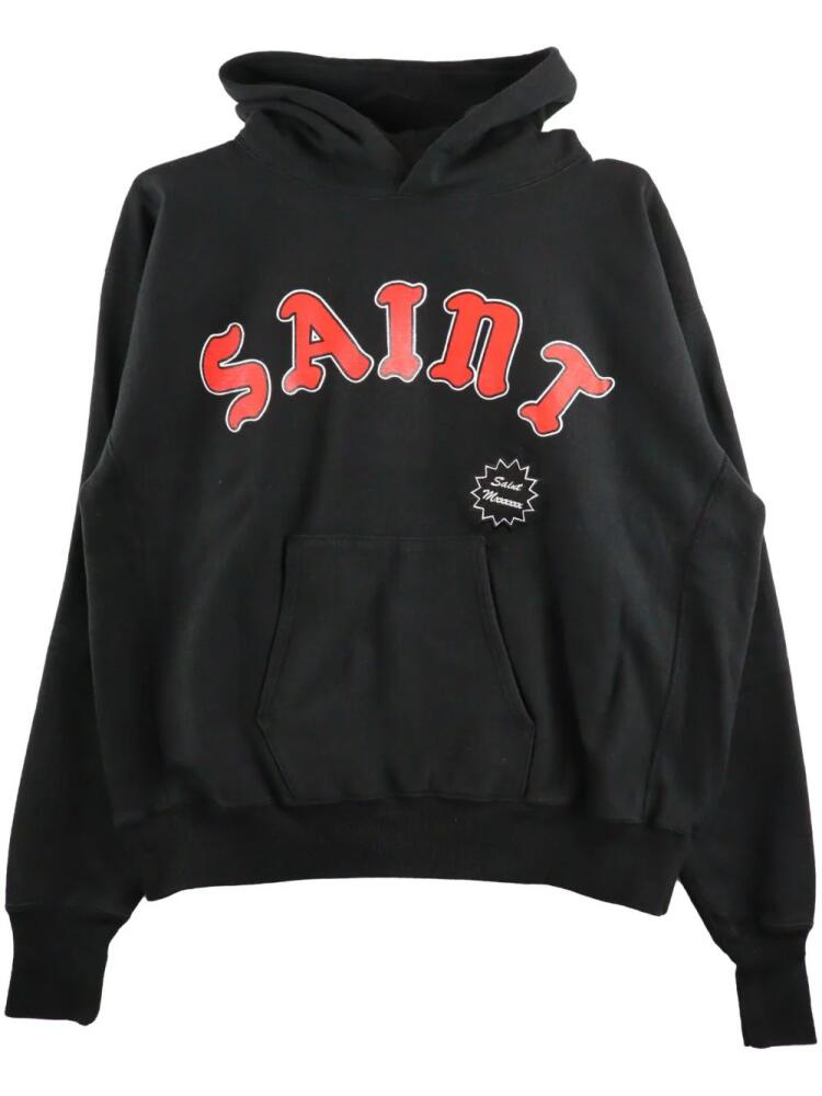 SAINT MXXXXXX logo-print cotton hoodie - Black Cover