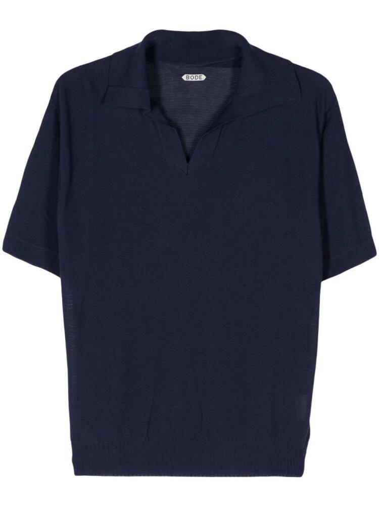 BODE fine-knit cotton polo shirt - Blue Cover