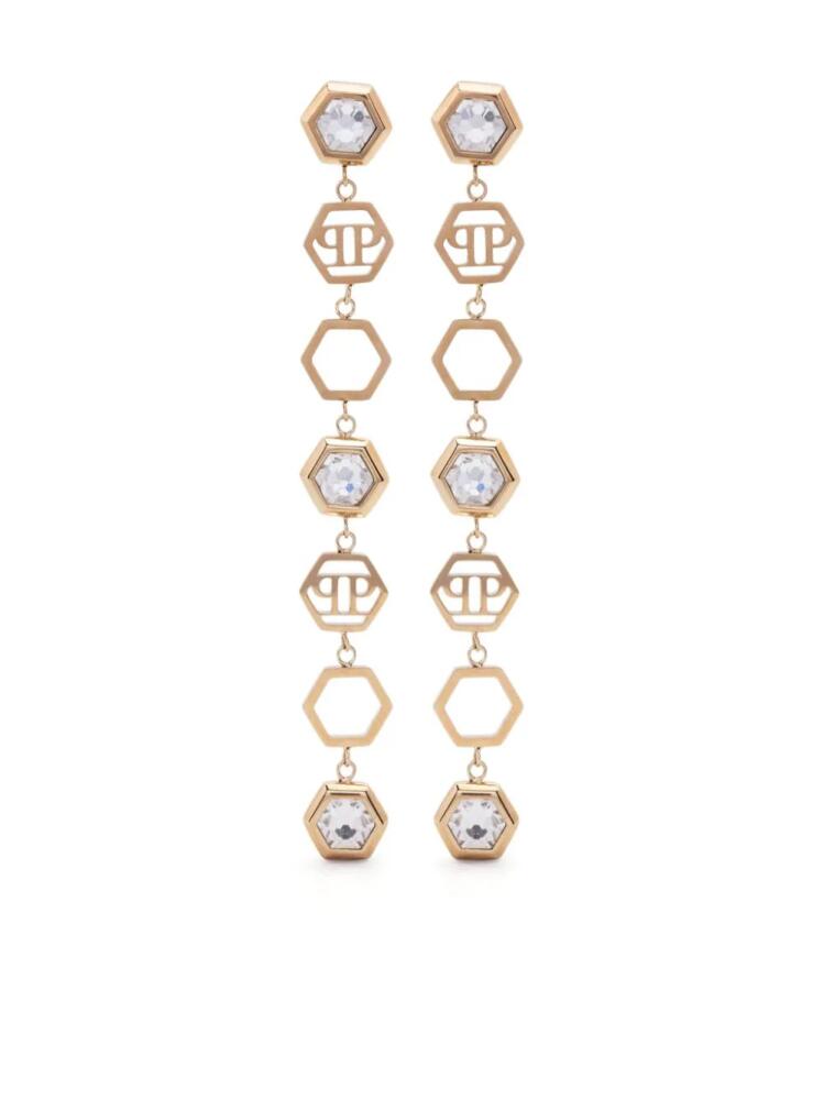 Philipp Plein Hexagon Lux drop earrings - Gold Cover