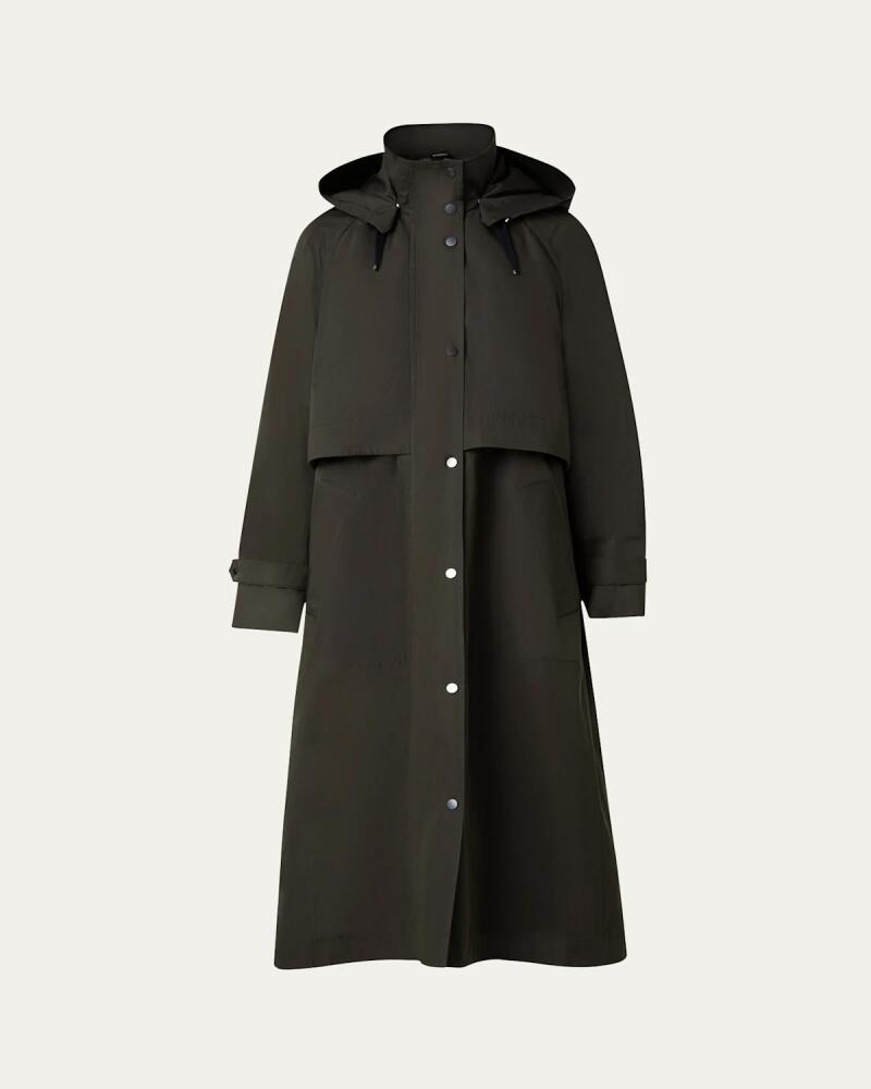 Akris Detachable Drawstring Hooded Silk Taffeta Coat Cover