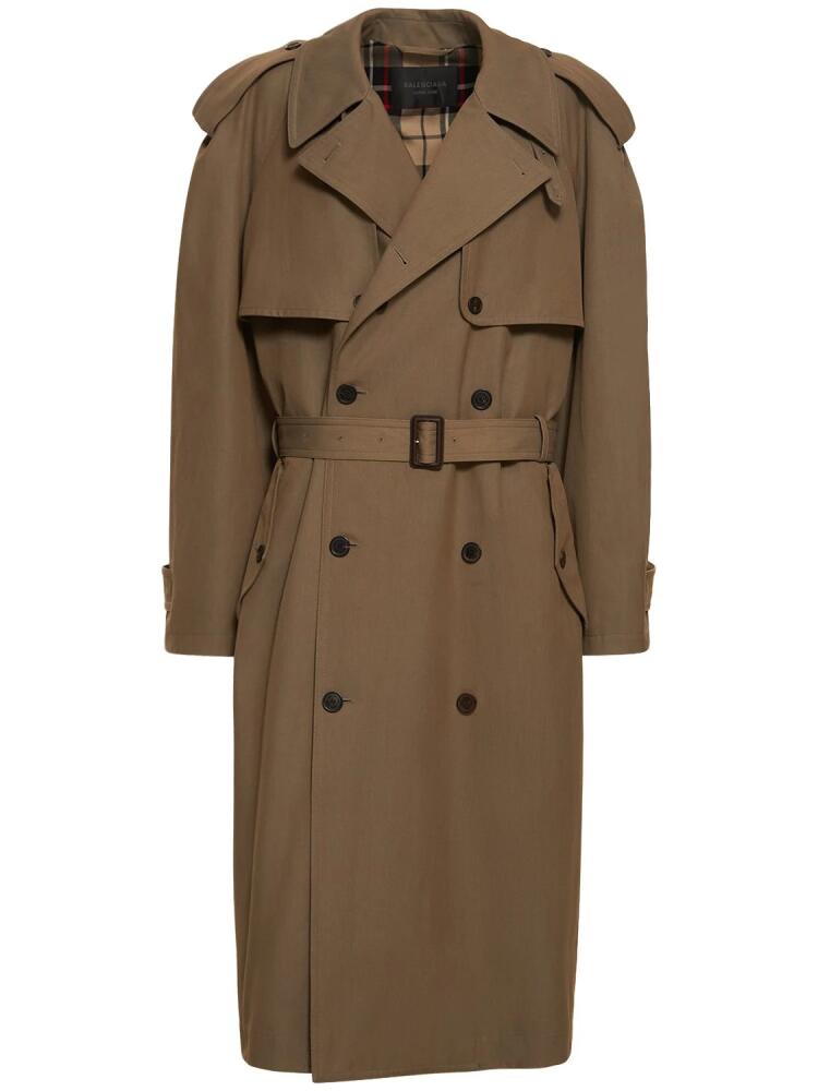 BALENCIAGA Oversized Wool & Cotton Trench Coat Cover