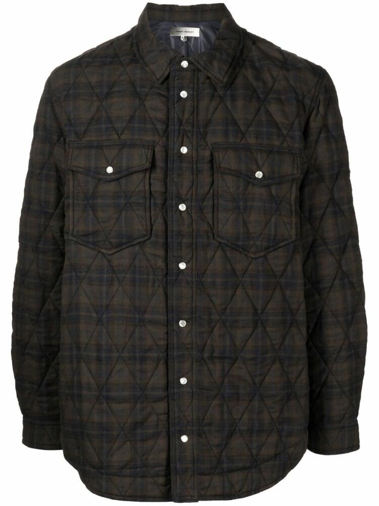 MARANT check-print two-pocket shirt jacket - Brown Cover