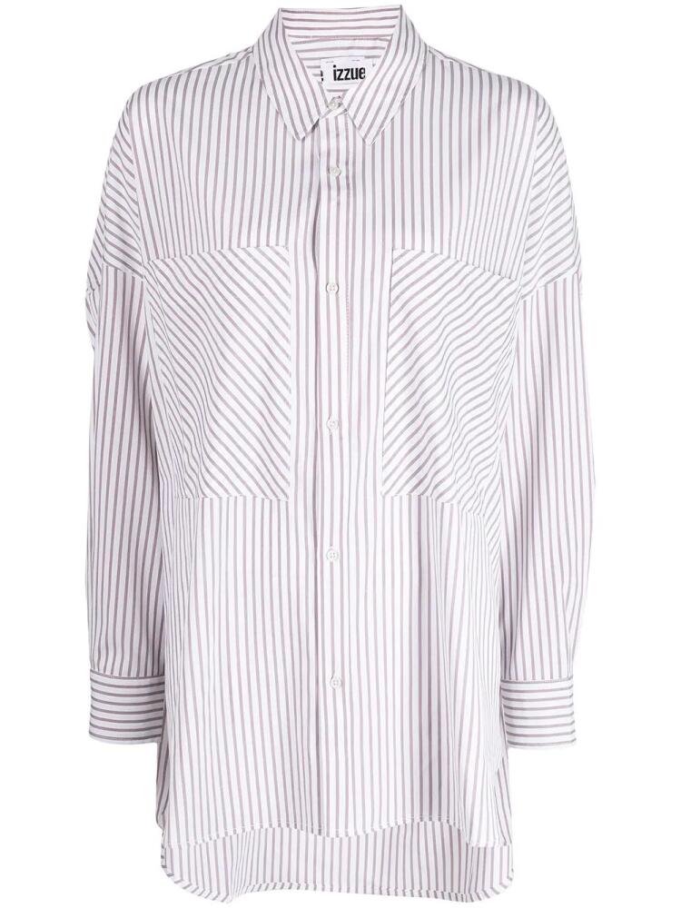 izzue striped high-low shirt - White Cover