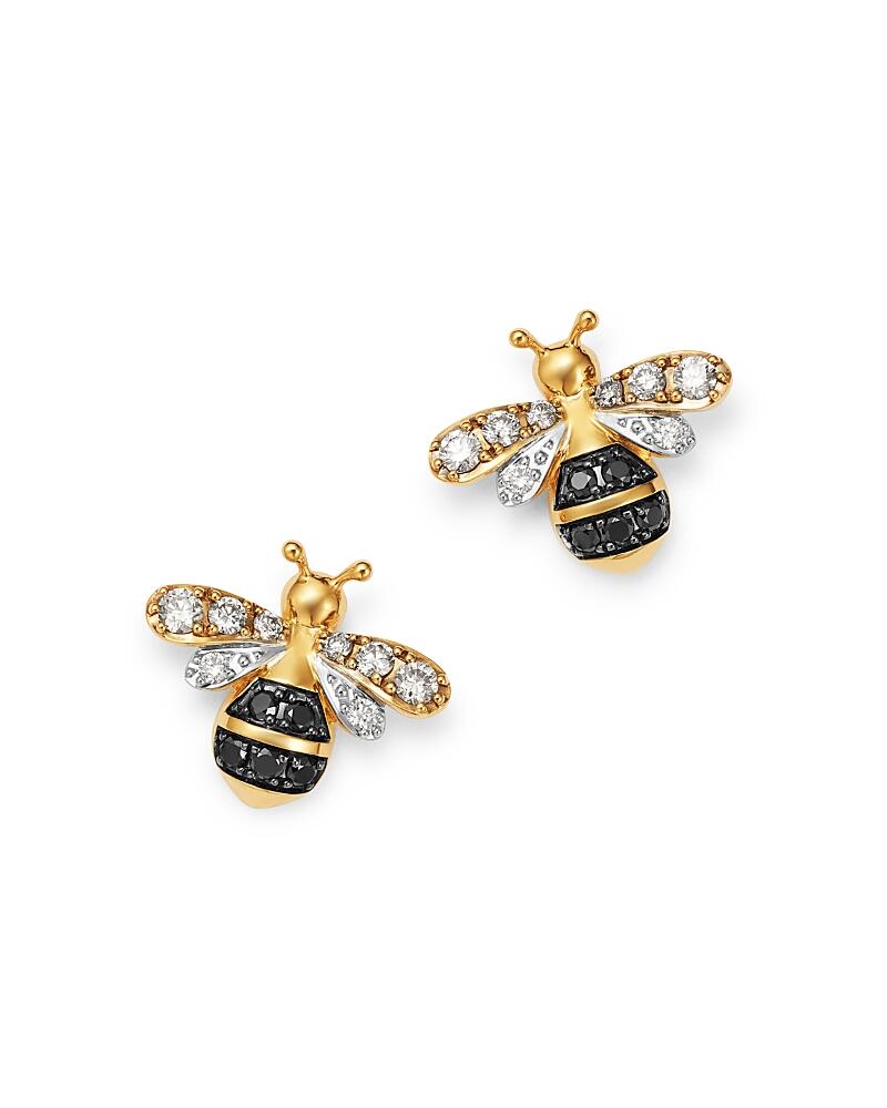 Bloomingdale's Fine Collection Black & White Diamond Bumble Bee Earrings in 14K Yellow Gold - Exclusive Cover