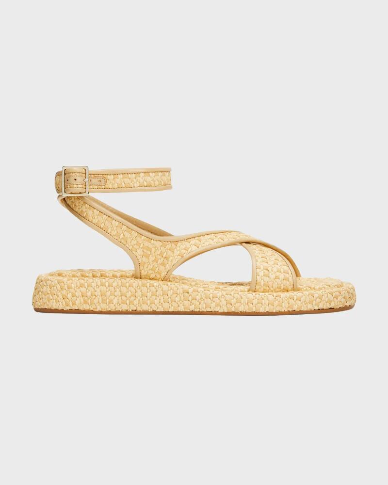 GIA/RHW Woven Raffia Flat Ankle-Strap Sandals Cover