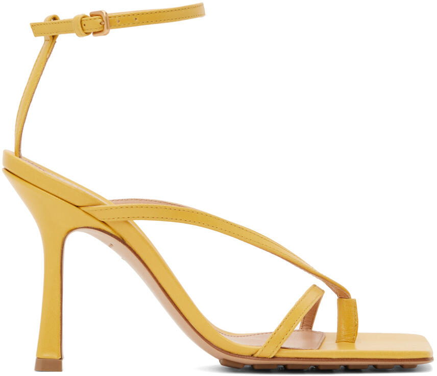 Bottega Veneta Yellow Stretch Heeled Sandals Cover