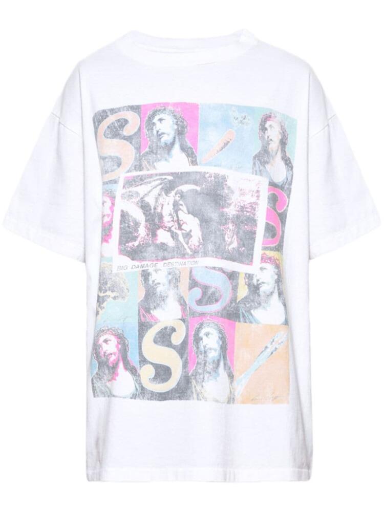 SAINT MXXXXXX graphic-print cotton T-shirt - White Cover