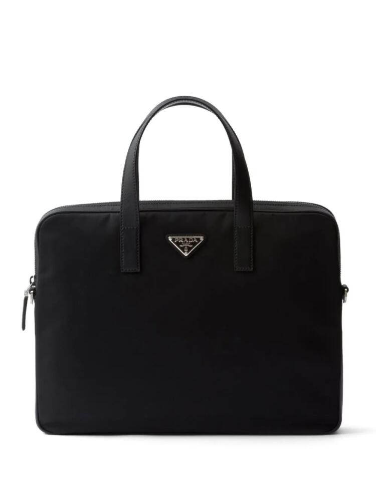 Prada Re-Nylon leather-trimmed briefcase - Black Cover