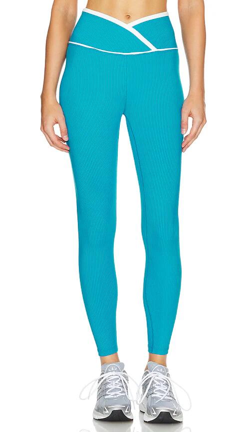 YEAR OF OURS Ribbed Two Tone Veronica Legging in Teal Cover