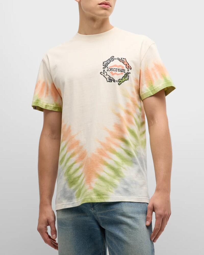 ICECREAM Men's Embroidered Tie-Dye T-Shirt Cover