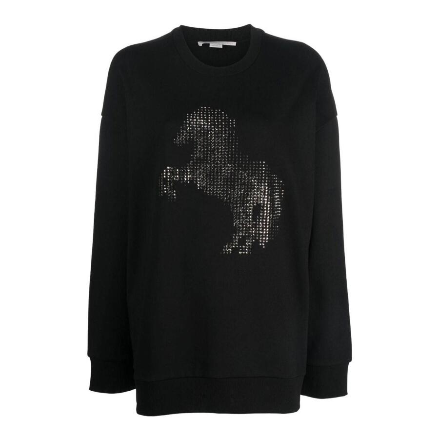 Stella Mccartney Ladies Black Crystal-Applique Cotton Sweatshirt Cover